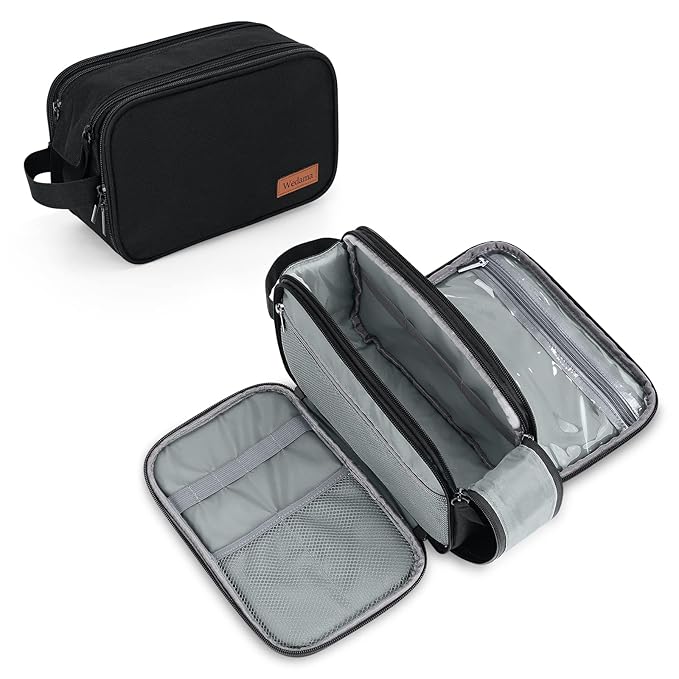 Wedama Toiletry Bag for Men, Handheld Travel Bag, Waterproof Toiletries, Thickened Polyester Dopp Kit, Toiletries Business Trips and Camping, Black