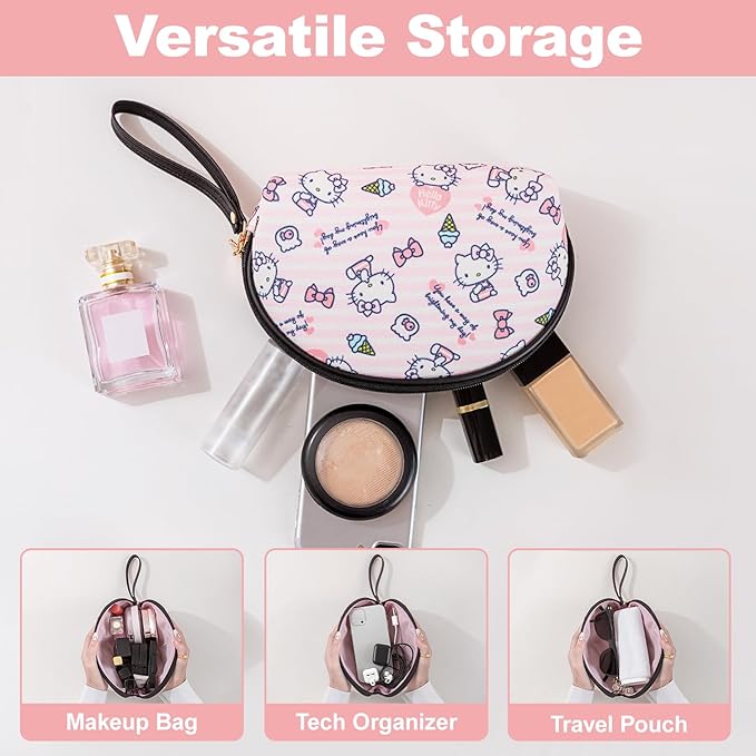 AmBealla 2PCS Cosmetic Bag Portable Storage Bag for Women,Cute Compact Travel Makeup Bag for Keys and Phone,Portable Bag for Girls,Pink