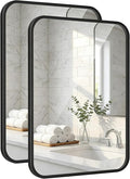 2-Pack 22x30 Inch Matte Black Bathroom Vanity Mirrors | Flush Mount Deep Set Metal Wall Mirror for Over Sink | HD Shatterproof Glass, Rustproof