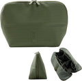 THE VERTI-Vertical Waterproof Makeup & Toiletry Bag | 23-Pocket Organizer with Upright, Fold-Down Design for Skincare, Toiletries & Essentials (Olive, Medium)