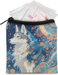 Artsy Wolf Print Period Bags Convenient Sanitary Napkin Storage Bag for Women Portable Tampon Holder for Purse Gym Daily Carry