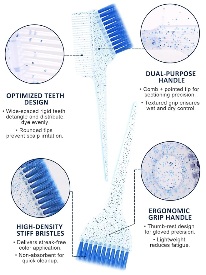 19PCS Hair Bleach Highlighting Kit with Hair Dye Brush and Bowl Set Color Whisk, Highlight Frosting Cap with Hook, Gloves and Capes, Home Use Salon Tools for Hair Bleaching Coloring Dying