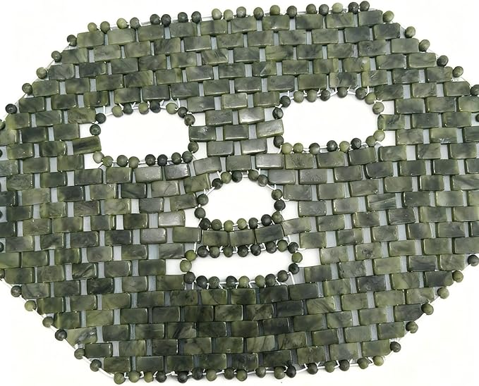 Natural Jade Sleep Mask Facial Eye Cooling Stone Massage Tools for Puffy Eyes Dark Circles (Green)