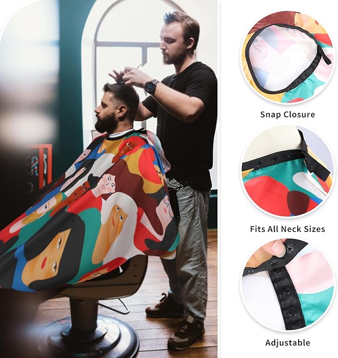 Professional Hair Cutting Cape with Neck Duster Brush, Waterproof Salon Barber Cape with Snaps, Barber Accessories