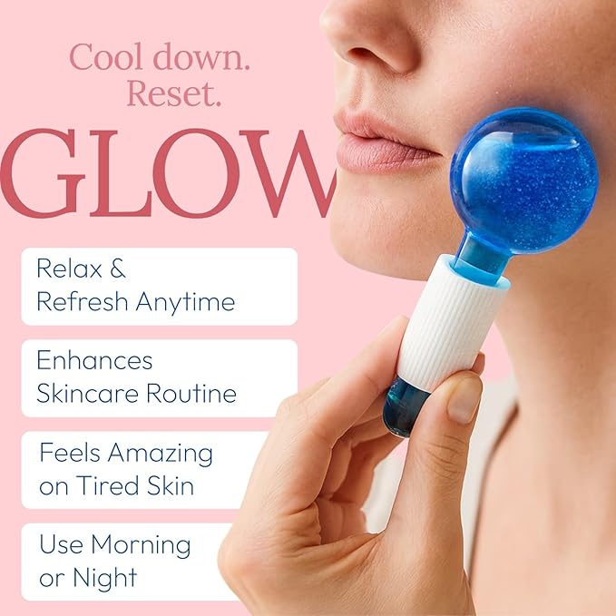 Ice Globes for Face 2 Pcs, Tighten Skin and Reduce Puffiness & Dark Circles, Cold or Hot Skin Massagers, Cold Therapy Globes for Facials, Face Ice Globe for Enhanced Circulation