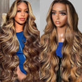 Sunelk 30 Inch Honey Blonde Ombre Body Wave Lace Front Wigs Human Hair 200 Density 4/27 Highlight 13x6 Lace Front Wig Human Hair for Women Glueless Wigs Human Hair Pre Plucked HD Lace Frontal Wig