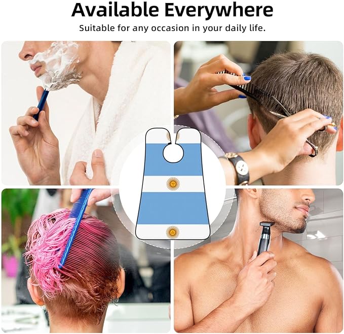Argentine Flag Print Beard Bib Apron For Men, Beard Hair Catcher For Men Shaving Trimming,Beard Cape Cloth