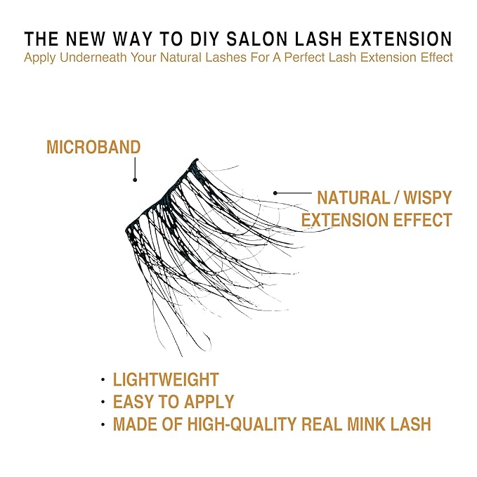 i•ENVY Extended Real Mink Lash Clusters Lashes DIY Salon Lash Extension Apply Underneath Natural Lashes for Perfect Lash Extension Effect, False Eyelashes Reusable