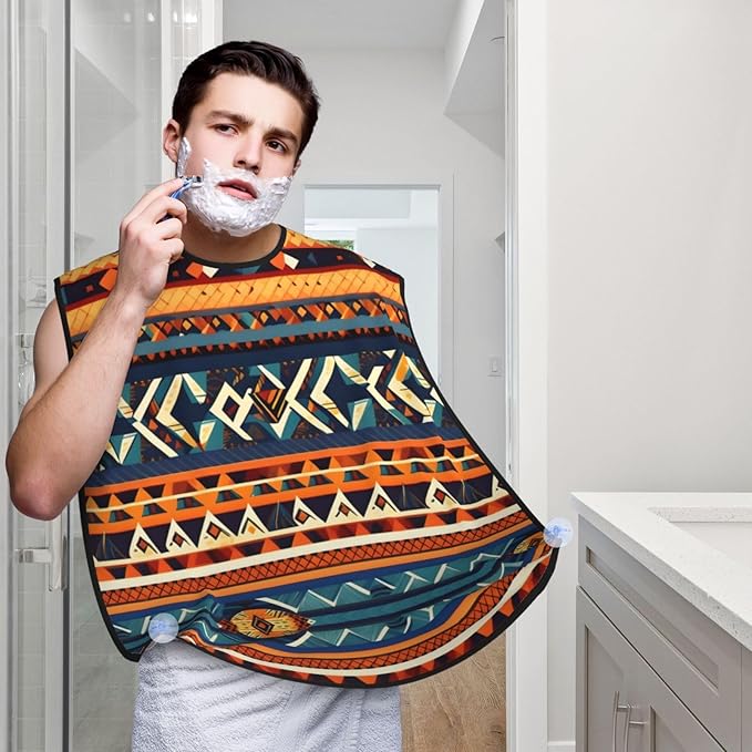 Fall Pumpkin Print Beard Bib Shaving Apron, Beard Hair Trimming Cape Gift For Dad