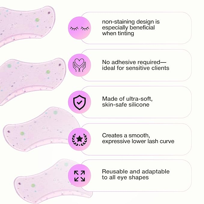 Curacoro Lower Lash Lift Shields, 4 Pcs Lash Lift Pads Self Adhesive, Bottom Eye Rods for Lifting and Curling, Reusable Silicone Tools for Eyelash Perm Lamination