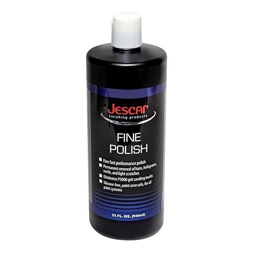 Jescar Fine Polish - 32oz - - Professional Finishing Polish Eliminates Swirls, Holograms, Haze, and Light Scratches, Body Shop Safe, Removes P3000 Grit Sanding Marks. Enhanced Gloss and Clarity