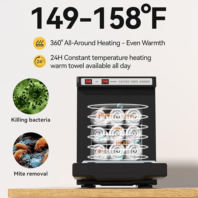 Towel Warmer 5L-Black, 2-in-1 Professional Mini Small Hot Towel Warmer for Spa, Facial Towel Cabinet for Solo Estheticians, Small Salons & Home Spa (Fits 10-15 Towels)