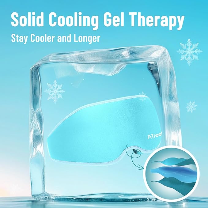 Cooling Eye Mask, Cold Eye Mask for Puffiness, Reusable Ice Eye Masks for Dark Circles, Puffy Eyes, Relieve Migraines and Headaches with Gel Eye Masks Therapy, Long-Lasting Comfort (Light Blue of 3D)
