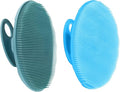 INNERNEED Food-Grade Soft Silicone Body Cleansing Brush Shower Scrubber, Gentle Exfoliating and Massage for All Kinds of Skin (Blue+Dark Green)