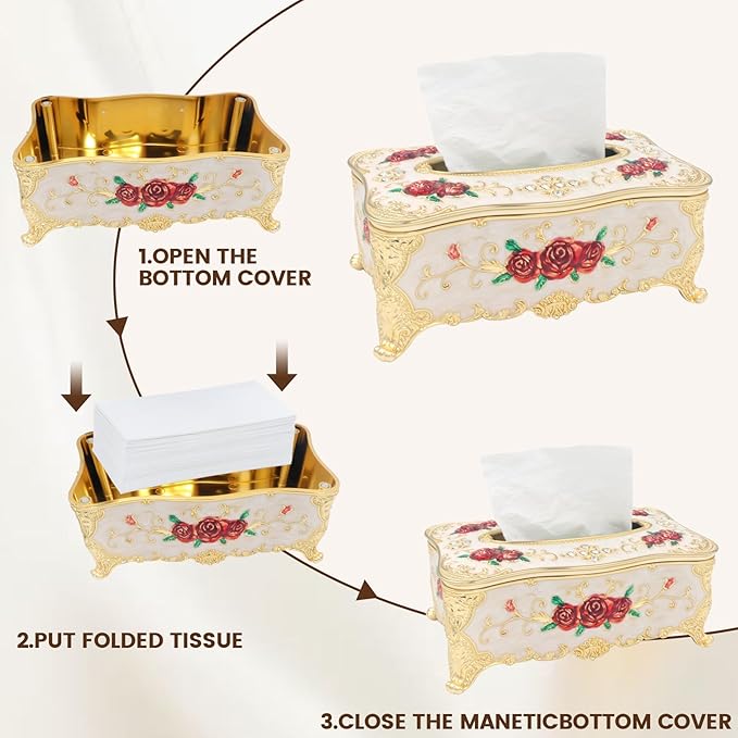 Geesatis Tissue Box Cover, Rectangle Tissue Box Holder, Rectangular Napkin Facial Tissues Holder for Bathroom Toilet Bedroom Living Room Table Desk Office Dresser, 1 Pcs White 9.05''x4.93''x3.74''