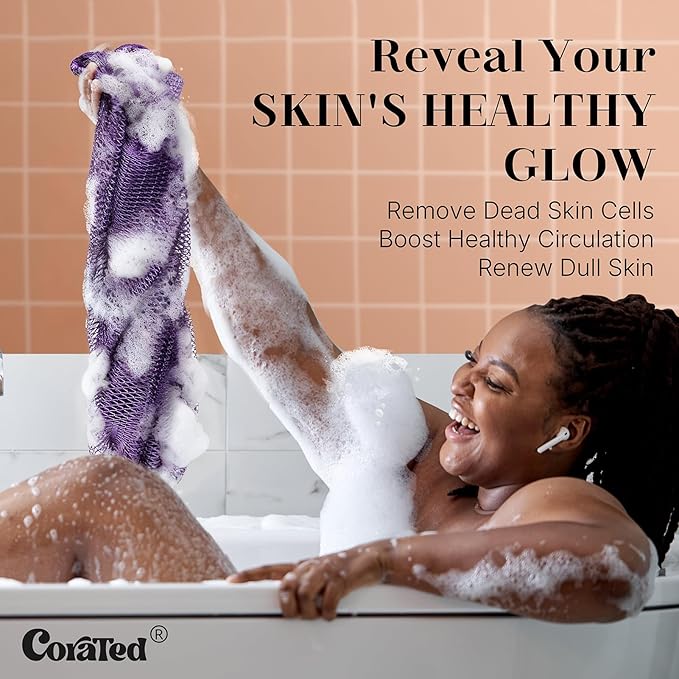 CORATED African Net Sponge with Knots Authentic, Shower Loofah Exfoliating Bath Sponge, Body Scrubber for Women and Men Daily Use Body Care, Portable Bath Accessories Gifts