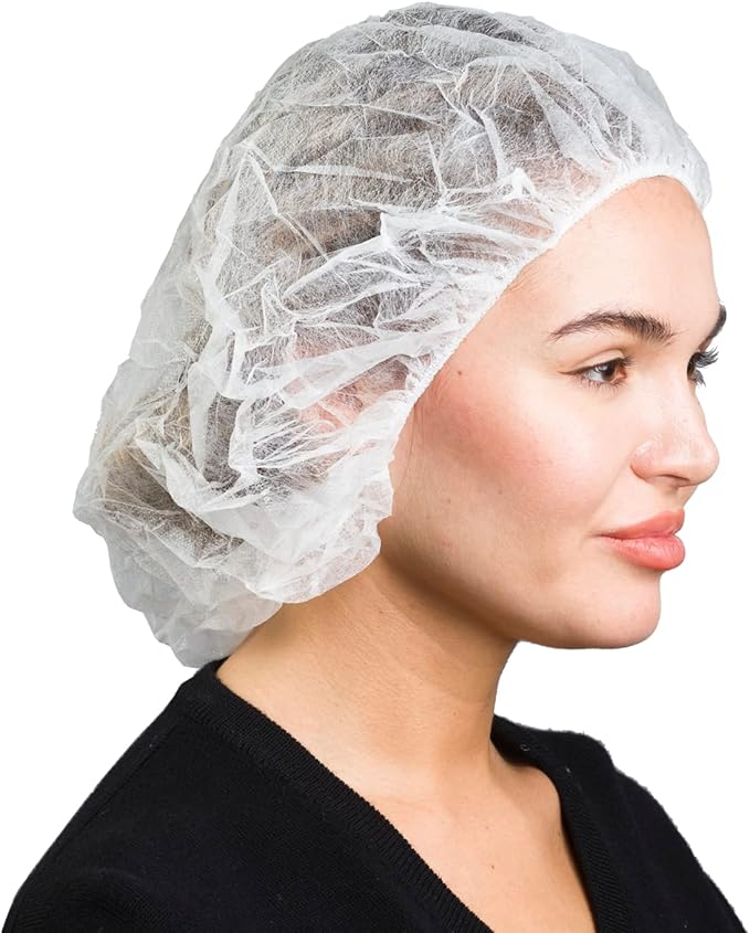 Unisex Polypropylene Bouffant Caps [100 | 1000 | BLACK | WHITE | BLUE | RED |ORANGE | GREEN | 21" | 24" | 28"]