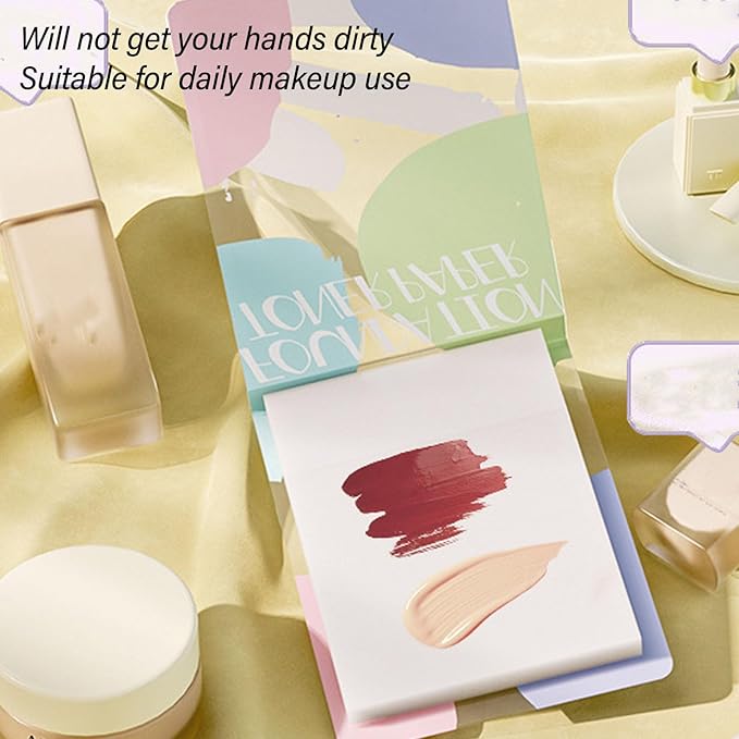 2pcs Liquid Palette Paper Disposable Makeup Coloring Paper with Mixing Stick Lipstick Paper, Makeup Palette Mixing Tray Apply for Eye Shadow Lipsticks