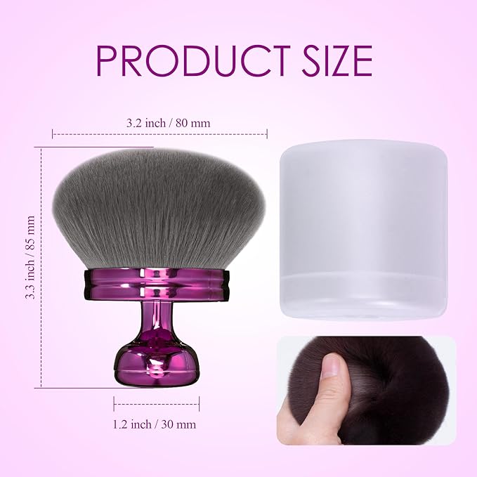 Blend & Blur Extra Large Body Makeup Brush for Self Tanner,Leg Makeup & Bronzer Self Tan Back Applicator, 76mm Wide Round Head Kabuki Brush For Application with Protective Case (Purple)