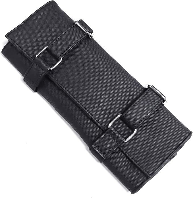 Salon Scissors Bag Roll Up, 14 Pockets PU Stylist Grooming Scissors Holder Barber Hair Scissor Shears Cases for Hairdressers (HJ-ZP012-Black)