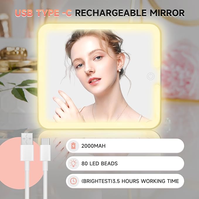 Leeora&Leekoo Makeup Box with Lighted Mirror,Portable Makeup Train Case Organizer (Rose Gold)