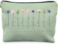 Christian Gifts Makeup Bag, Floral Christian Cosmetic Bags for Women, Galatians 5:22-23 Bible Verse Makeup Pouch, Faith Based Gifts Zipper Pouch(green)