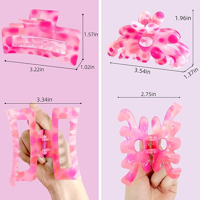 Hair Clips for Women,6PCS Big Flower Claw Clips for Thick Thin Hair,Strong Hold Cute Hair Accessories for Girls,Nonslip Beach Vacation Essentials Summer Accessories (colorful)