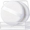 Teenitor 2pcs Powder Puff, 4.13 Inch Powder Puff for Body Powder, Body Powder Puff Large Powder Puff Loose Powder Puffs Soft Velour Body Powder Puff and Container White