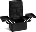 Stagiant Makeup Train Case, Nail Bag Organizer Case, Makeup Box Organizer, 4 Tier Large Travel Makeup Case with Compartments/Shoulder Strap for MUA/Manicure/Tattoo/Eye Lash Extension,Black