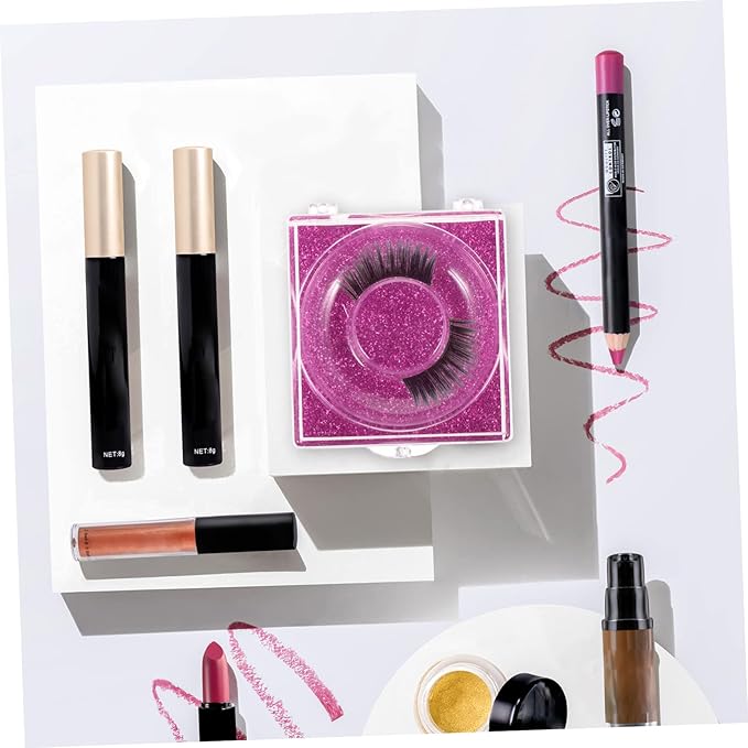 6pcs Square Glitter Eyelash Box Lash Tray Holder False Eyelash Case for Extensions