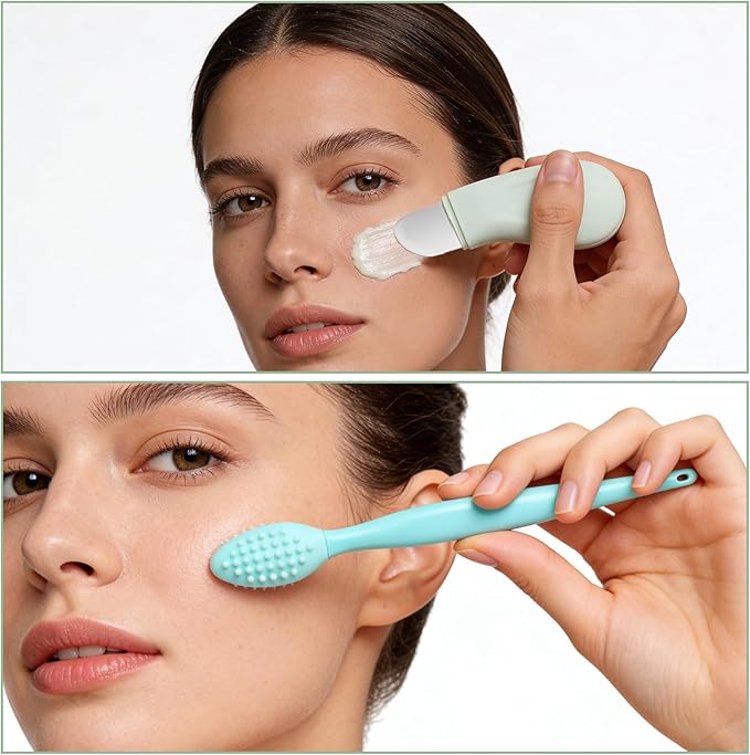 Skin Scrubber Face Spatula & Silicone Face Scrubber, Blackhead Remover Tool, Face Scrubber Skin Care Scraper Mask Applicator Spatula for Exfoliating, Massaging, Remove Blackheads, Pore Cleaning
