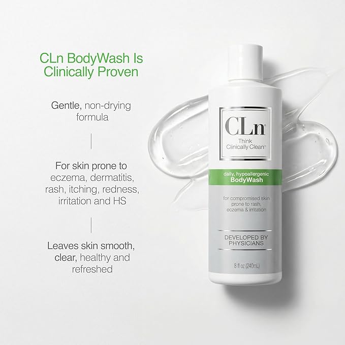 CLn® BodyWash –Non-Drying Body Wash, For Compromised Skin Prone to Eczema, Dermatitis, Rash & Hidradenitis Suppurativa, Fragrance-Free & Paraben-Free, 8 fl oz.