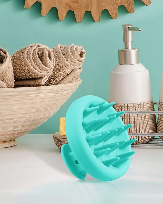 BEAUTLOHAS Silicone Scalp Massager Shampoo Brush, Shower Scrubber with Soft Bristles, Hair Growth & Dandruff Treatment, Wet/Dry Hair Massager for All Hair Types (Green)