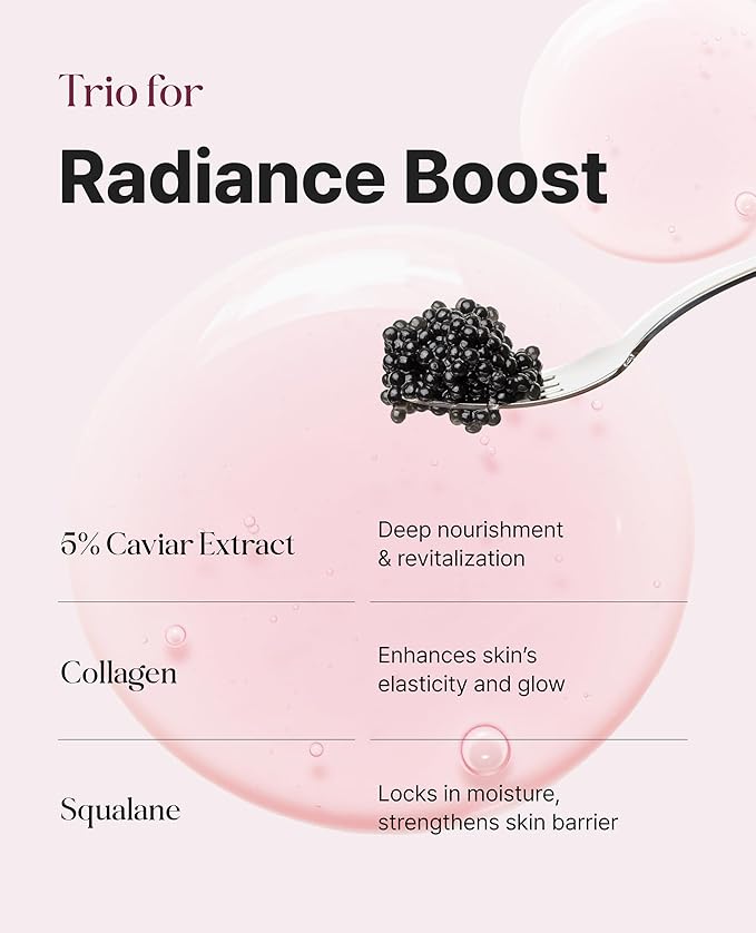 Delere Caviar Glow Soothing Mist | Korean Glass Skin Spray Serum with 5% Caviar & Squalane - Instant 3-Second Radiance & Makeup Setting – Anti-Aging Collagen Booster for Sensitive Skin, 3.4oz