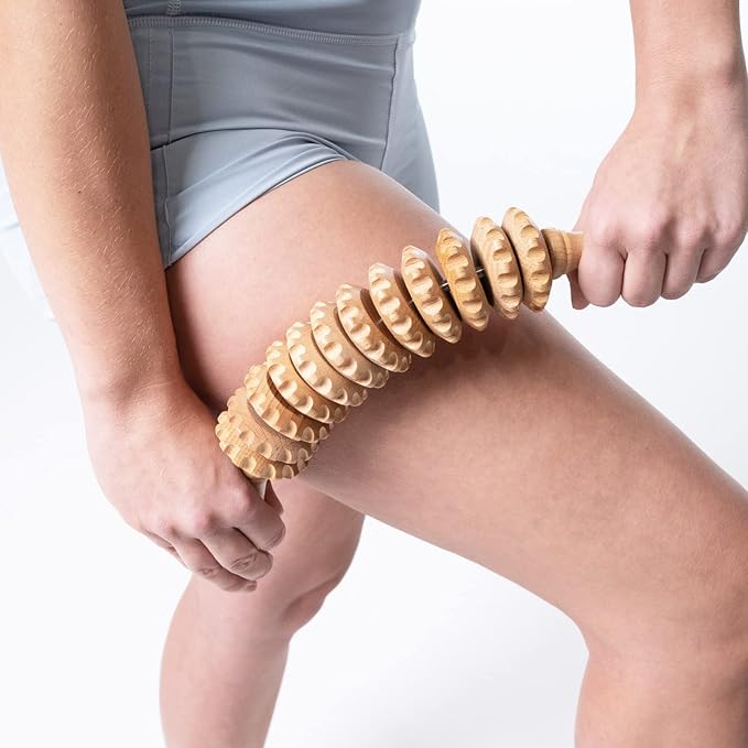 Body Back Wood Therapy Curved Roller for Maderoterapia, Lymphatic Drainage, Cellulite Massage, and Massage Rolling, Natural Muscle Massage Stick Tool for Massage and Relaxation