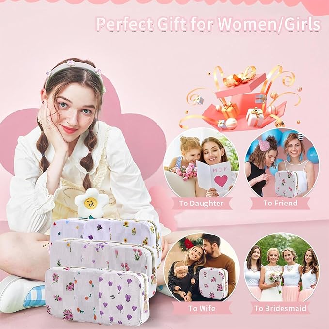 2-Pack Period Bag for Women Girls, Portable Corduroy Sanitary Napkin Storage Bag Period Pouch Small Discreet Menstrual Pouch, Sanitary Pads Period Kits Tampons Holder for First Period