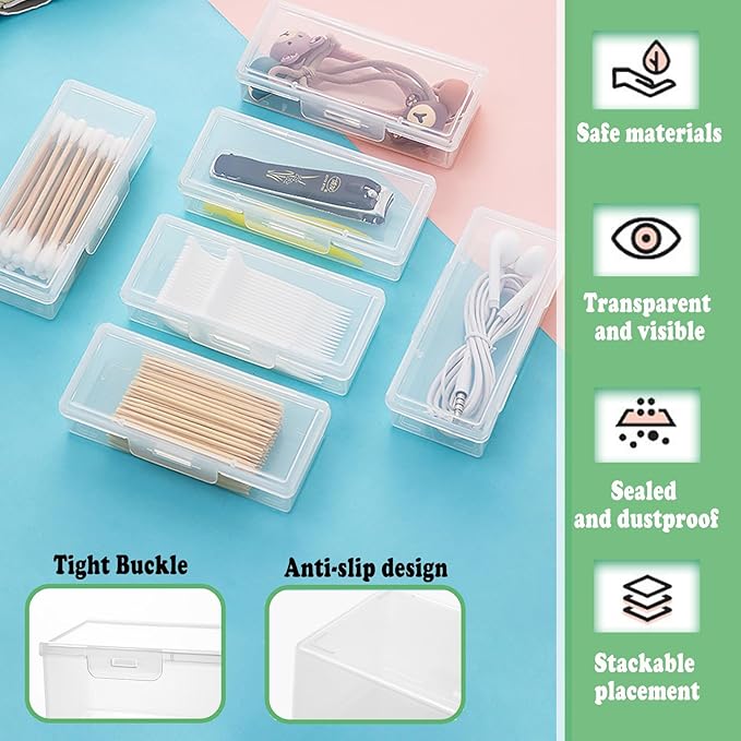 Cotton Swab Holder for Travel, 2 Pcs Portable Small Dental Floss Holder Clear Plastic Cotton Pad Holder, Travel Floss Picks Case Storage Containers with Dustproof Lid