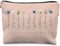 Christian Gifts Makeup Bag, Floral Christian Cosmetic Bags for Women, Galatians 5:22-23 Bible Verse Makeup Pouch, Faith Based Gifts Zipper Pouch(light pink)