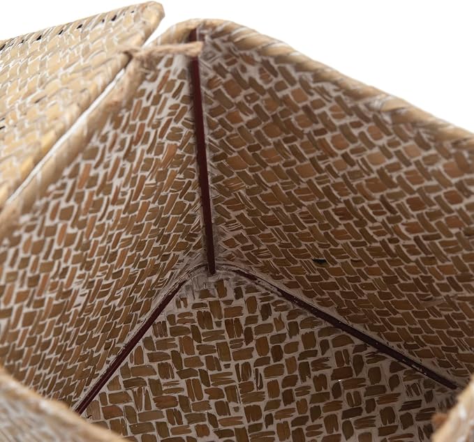 Tissue Box Cover Square, Seagrass Tissue Box Holder, Woven Facial Tissue Holder, Rattan Wicker Tissue Box, Decorative Tissue Cover for Dinner Table, Living Room, Bathroom, Bedroom, Office (Whitewash)