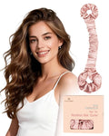 BONNET QUEEN Satin Heatless Hair Curler, Overnight Curls for Long Hair, ultra soft Heatless Curling Rod & 2 Scrunchies,Damage-Free Styling, Soft Hair Curlers for Overnight Use(Rose Gold)