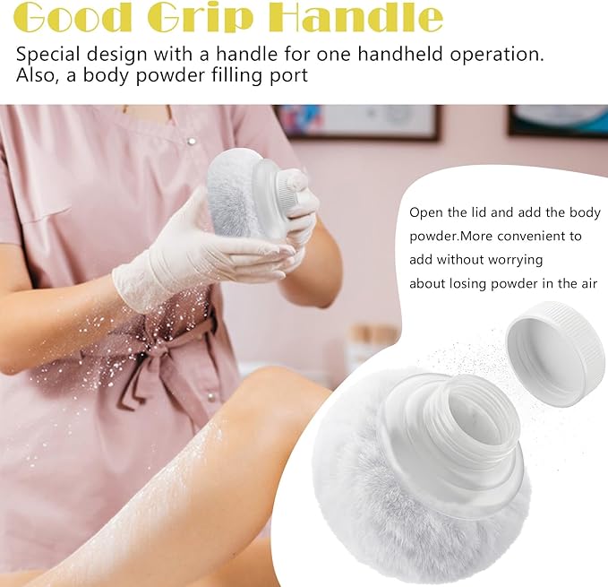 Sibba Storage Body Powder Container, 3.15 Inch Powder Puff with Container, Fluffy Body After-Bath Powder Case, Baby Care Talcum Powder Puff Box with Hand Holder