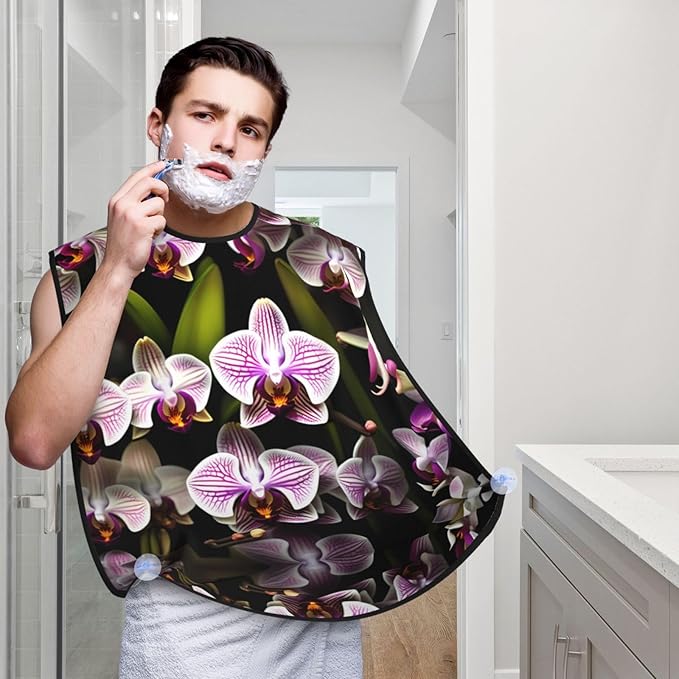 Beautiful Peacock Print Beard Bib Shaving Apron, Beard Hair Trimming Cape Gift For Dad