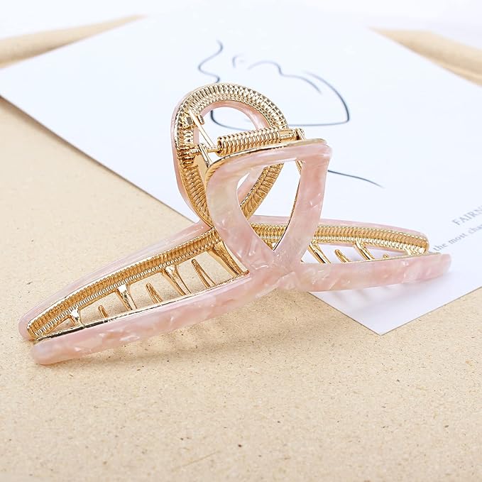 Big Large Butterfly Acetate Hair Clamps with Strong Hold for Long Thick Hair - 4.7" Hair Claw Clips for Women (1 Pc, Pink)