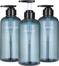 Shampoo and Conditioner Dispenser Bottles-3pcs 16.9oz Plastic Empty Refillable Pump Lotion Bottle Containers Set for Guest Bathroom Shower Body Wash, Reusable Cosmetic Labeled Bottles, Blue