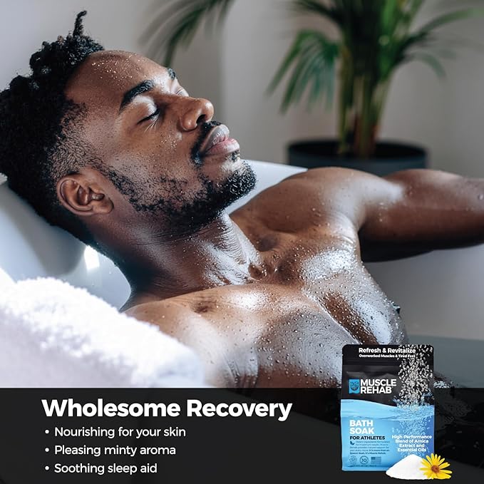Epsom Salt Bath Soak 29 oz with Arnica - Fast-Dissolving Bath Salts for Muscle Relief and Recovery - Cooling Formula - Made in USA