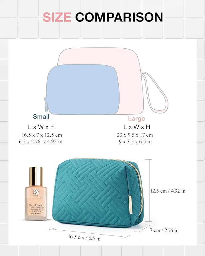 BAGSMART Small Makeup Bag, Travel Cosmetic Bag Make Up Pouch Small Travel Zipper Pouch,Water-resistant Toiletry Bag,Makeup Organizer Bag for Women, Blue
