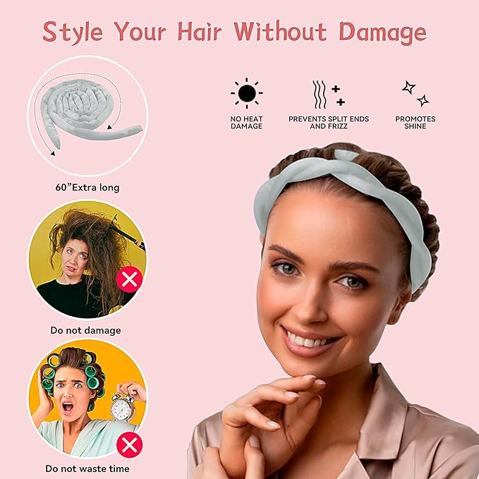 Small Heatless Curling Rod Headband - Upgraded 60" Extra Long Soft Hair Rollers to Sleep In for No Heat Curls