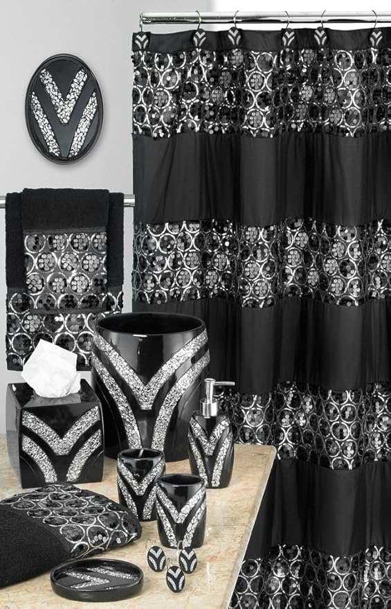 Zahari Home Sinatra Modern Bathroom Towel Set 3 Piece Towel Bath Towel, Hand Towel and Wash Towel Luxury Contemporary Decor Bling Black Bath Towel Sets Soft, Plush and Highly Absorbent
