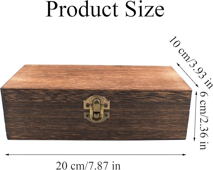 Wood Storage Box with Lid Solid Wood Container Box Decorative Table Large Rectangular Smooth Rustic Style Store Space to Organize Toys Cosmetics Vintage Color 7.87 * 3.93 * 2.36inch, Brown