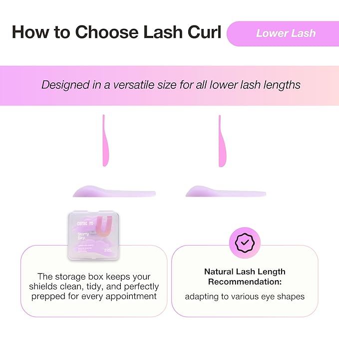 Curacoro Lower Lash Lift Shields, 4 Pcs Lash Lift Pads Self Adhesive, Bottom Eye Rods for Lifting and Curling, Reusable Silicone Tools for Eyelash Perm Lamination